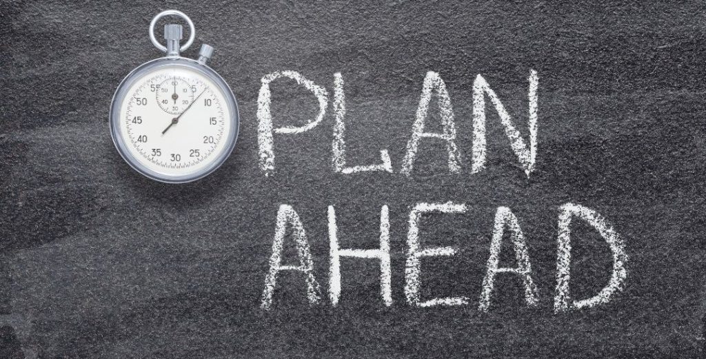 plan ahead in chalk with clock